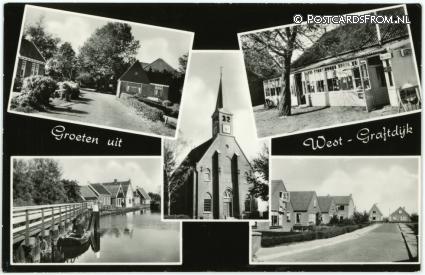 ansichtkaart: West-Graftdijk, Groeten uit