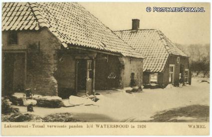 ansichtkaart: Wamel, Lakenstraat - Totaal verwoeste panden b.d.Watersnood in 1926