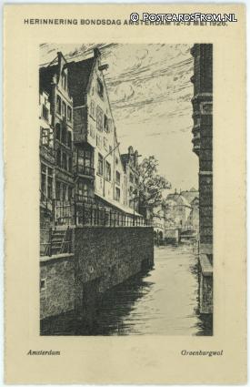 ansichtkaart: Amsterdam, Groenburgwal. Herinnering Bondsdag 12-13 Mei 1926