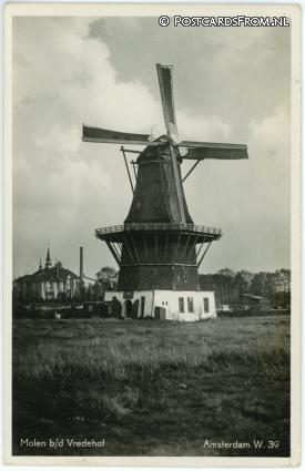 ansichtkaart: Amsterdam, Molen b.d. Vredehof