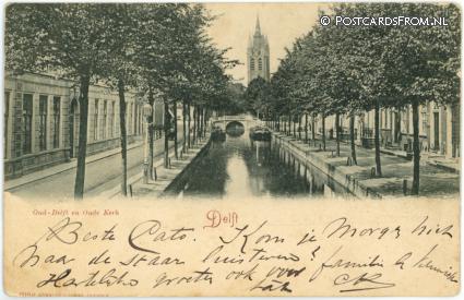 ansichtkaart: Delft, Oud-Delft en Oude Kerk