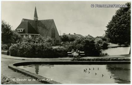 ansichtkaart: Delfzijl, Gezicht op de Geref. Kerk