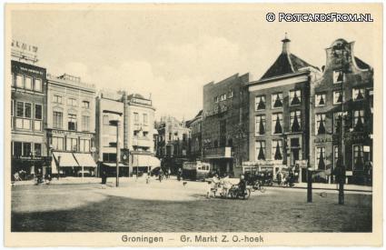 ansichtkaart: Groningen, Gr. Markt Z.O.-hoek