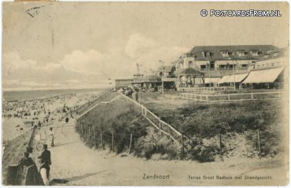 ansichtkaart: Zandvoort, Terras Groot Badhuis met Strandgezicht