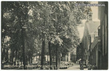 ansichtkaart: Rijnsburg, Rapenburg met Ger. Kerk