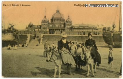 ansichtkaart: Scheveningen, Ezeltjerijden