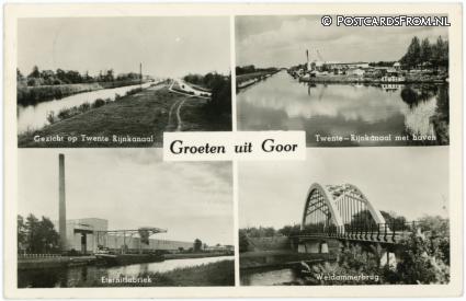 ansichtkaart: Goor, Twente Rijnkanaal - Eternitfabriek - Weldammerbrug