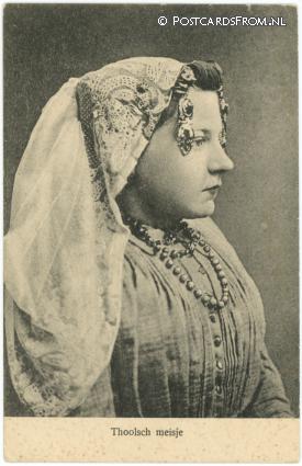 ansichtkaart: --, Thoolsch meisje