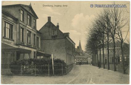 ansichtkaart: Domburg, Ingang dorp. Pension Wissel