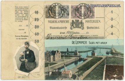 ansichtkaart: Lemmer, Sluis met Haven