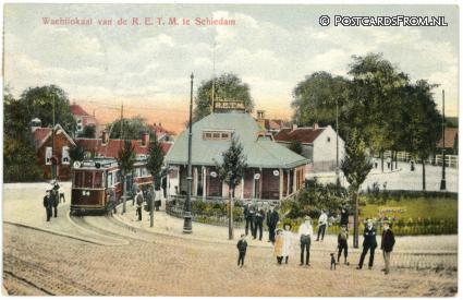 ansichtkaart: Schiedam, Wachtlokaal van de R.E.T.M.