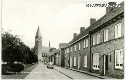 ansichtkaart: Schijndel, Boschweg met R.K. Kerk