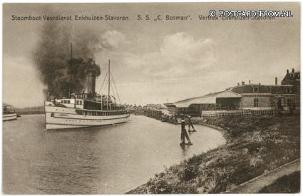 ansichtkaart: Enkhuizen, Stoomboot-Veerdienst Enkhuizen-Stavoren S.S. 'C. Bosman' Vertrek