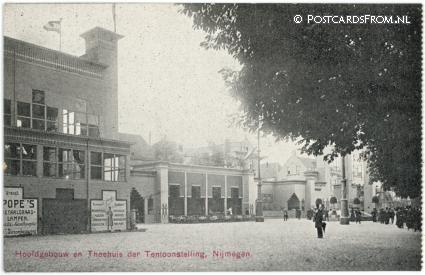 ansichtkaart: Nijmegen, Hoofdgebouw en Theehuis der Tentoonstelling