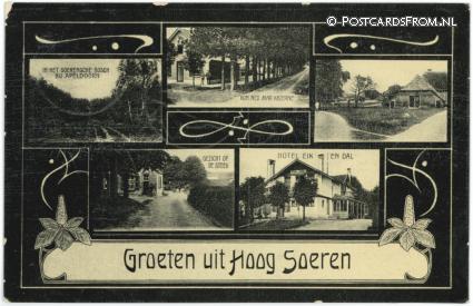 ansichtkaart: Hoog Soeren, Soerensche Bosch - Mar. Kazerne - De Steeg - Hotel Eik en Dal