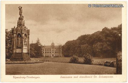 ansichtkaart: Rijsenburg, Driebergen. Seminarie met Standbeeld Dr. Schaepman
