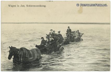 ansichtkaart: Schiermonnikoog, Wagen in Zee