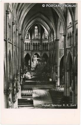 ansichtkaart: Veghel, Interieur R.K. Kerk