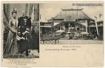 ansichtkaart: Groningen, Tentoonstelling 1903. Gezicht op het terrein