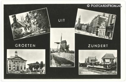 ansichtkaart: Zundert, Buissche Heide - Pensionaat St. Anna - Meirscheweg - Akkermolen