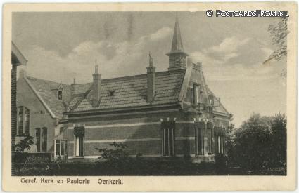 ansichtkaart: Oenkerk, Geref. Kerk en Pastorie