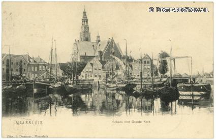 ansichtkaart: Maassluis, Schans met Groote Kerk
