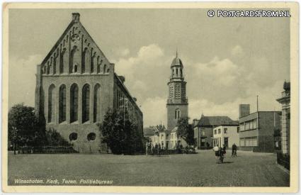 ansichtkaart: Winschoten, Kerk, Toren. Politiebureau