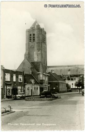 ansichtkaart: Monster, Havenstraat met Dorpstoren