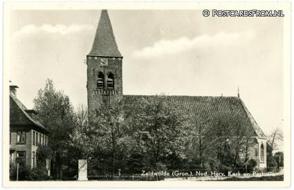 ansichtkaart: Zuidwolde GN, Ned. Herv. Kerk en Pastorie