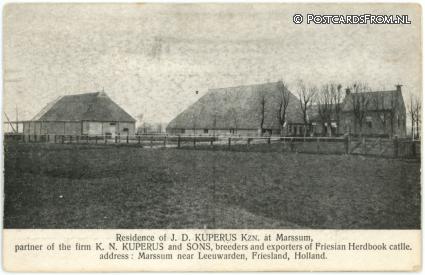 ansichtkaart: Marssum FR, Residence J.D. Kuperus exporter of Friesian Herdbook catlle