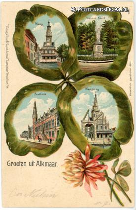 ansichtkaart: Alkmaar, Groeten uit